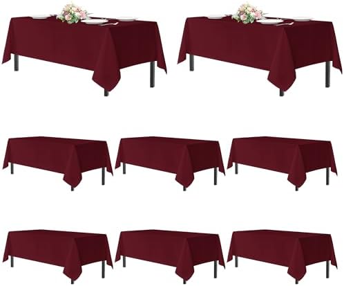 sancua Rectangle Tablecloths Table Cloth, 54x108 Inch 8 Pack, Burgundy by sancua