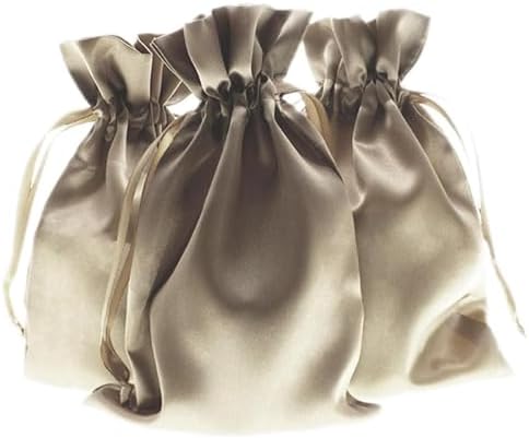 50 Pack 6" x 9" Champagne Satin Gift Bags with Drawstring, Large Gift Pouches, Wedding Favor Bags for Baby Shower Birthday Party Small Business by Knitial