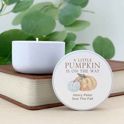 A Little Pumpkin is on the Way, Fall Baby Shower Favors, Unique Baby Shower Favors, Personalized Candles, Custom Candles, 2 oz Candle Favors (Set of 10) (White Tin) - Image 5