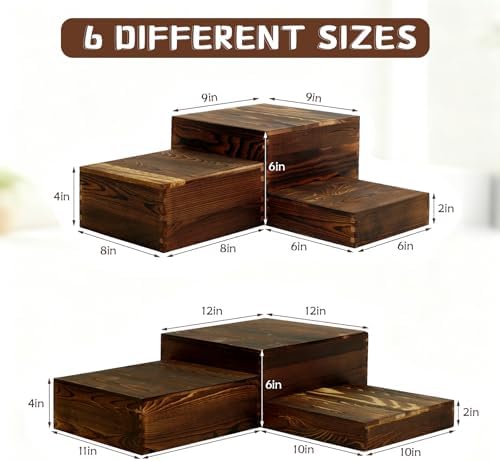 6 Pack Buffet Risers and Stands, Dessert Table Display Set with Mini Signs - Image 2
