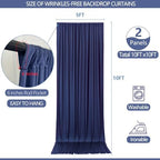 ESGOTBME 10x10ft Wrinkle Free Navy Blue Backdrop Curtain for Parties Soft Fabric Drapes Wedding Blue Curtain Backdrop for Birthday Party Decorations Background for Photography 5x10ft, 2 Panels - Image 4