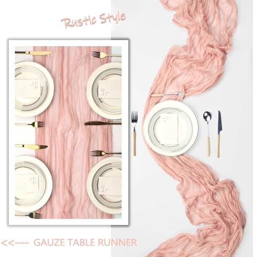 12 Pack Blush Pink Table Runner Cheesecloth 10Ft Gauze Cheese Cloth Table Runner 35x120 Inch Boho Sheer Rustic Fabric for Holiday Party Decor Baby Shower Wedding Decorations - Image 6