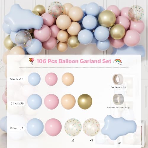 Baby Gender Reveal Decorations, 309pcs Boy or Girl Gender Reveal Decor Kit Backdrop Banner Plates Napkins, Pink and Blue Balloons Arch, Bear Baby Shower Decorations Party Supplies - Image 3