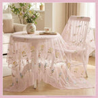 Lounsweer 3 Pcs Pink Wildflower Table Runner 10ft Embroidery Tulle - Image 2