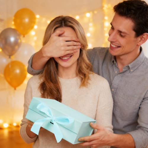 Aimyoo 5 Pack Light Blue Gift Box with Ribbon, 11.5x8.6x4.1 inch Groomsman Proposal Box for Presents with Magnetic Closure Lids, Rectangle Collapsible Luxury Box for Wedding, Christmas, Birthday - Image 7