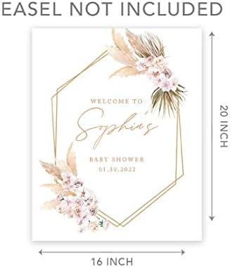Andaz Press Custom Large Welcome Baby Shower Sign, 16 X 20, Boho Dried Floral Personalized Canvas Welcome Sign Canvas Sign For Baby Sprinkle, Fall Baby Shower Decorations Boho Baby Shower Welcome Sign - Image 5