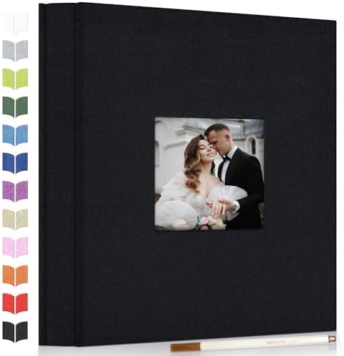 Artfeel Photo Album Self Adhesive Scrapbook Album for 3x5 4x6 5x7 8x10 Pictures, 60 Pages Linen Cover with Display Window DIY Photo Book,Ideal Gifts for Family Travel Wedding Baby by Artfeel