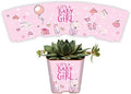PRODUCT80 Succulent Pot Wraps for Wedding Favors, Baby Shower or Bridal | Fits Most 2 Inch Square Pots Peel and Stick Vinyl Wraps Does Not Include Mini Live Plant (50 Wraps, It's A Girl) by PRODUCT80