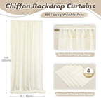 20ft x 10ft Ivory Backdrop Curtain Drapes, Wrinkle-Free Sheer Chiffon Fabric Photo Background Panels for Wedding Arch Party Ceremony Stage Photography Decorations - Image 2
