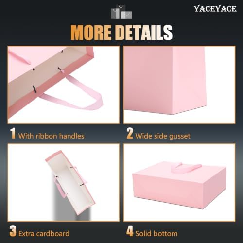 YACEYACE Pink Gift Bags Bulk, 20 Pack Pink Gift Bags with Handles - Image 4