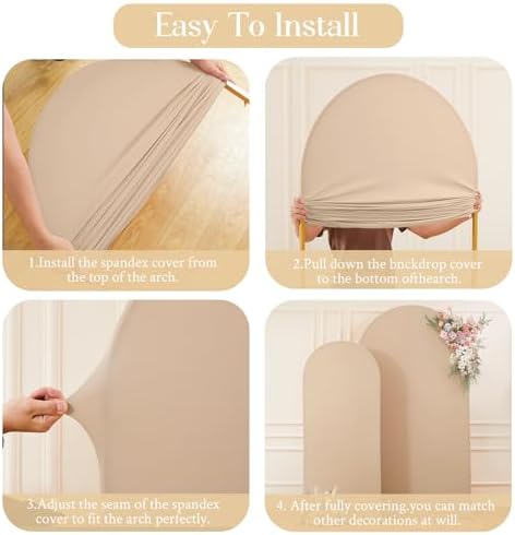 Nude Arch Covers Set of 2 Birthday Party Arch Covers 7.2 and 6ft Wedding Arch Cover Stretchy Backdrop - Image 6