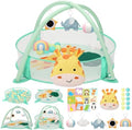 7-in-1 XL Large Baby Play Gym Mat, Tummy Time Mat, Baby Gym & Ball Pit, Baby Activity Mat with Milestone Cards & 6 Detachable Toys for Sensory Motor Skill, Giraffe by Unknown