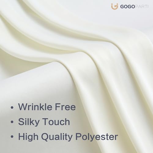 60x14ft Ivory Backdrop Curtain for Party, 12 Panels Wrinkle Free 14 Foot Long Polyester Photo Backdrop Drapes Photography Background for Wedding Birthday Gathing - Image 3