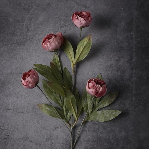 12 Pcs 27" Faux Silk Peony Artificial Flowers Stems for Vase (Warm Pink) - Image 2