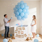 28in Giant Gender Reveal Gift Box with 40 Pcs Blue Balloons for Boys by ZOIIWA