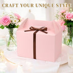TryDrem 30 Pack Large Gable Boxes with Handles, 9x6x6 Inch Spacious Capacity Party Favor Boxes, Pink Treat Box for Gifts, Bread, Cookies, Lunch, Bakery, Wedding, Birthday, Picnic - Image 4