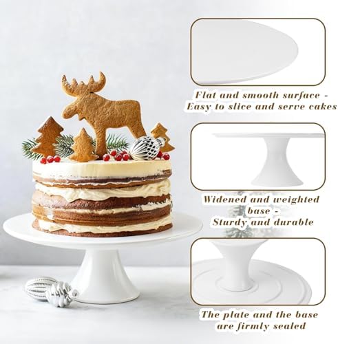 10 Inch White Porcelain Wedding Cake Stand with Knife and Server Set - Image 5