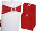 100PCS Spandex Stretch Red Chair Sashes Bows Universal Elastic Chair Cover Bands Ties with Buckle Slider for Wedding Party Birthday Reception Event Banquet Decoration(Red) by Zrlljp