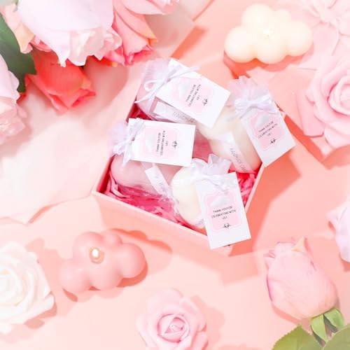 Treela 24 Sets Cloud Tealight Candles Party Favors, Classic, Pink and White - Image 2