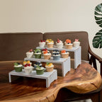 DAOYOUSKY Set of 3 Wooden Rustic Cupcake Stand for 24 Cupcakes, Stepped Wood Display Stand for Weddings, Tiered Party Buffet Table Display Nesting Riser for Food , Dessert, Cookie, Craft Show, White - Image 2