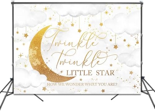 Twinkle Twinkle Little Star Gender Reveal Backdrop Pink or Blue How We Wonder What You are Gender Reveal Background Party Decoration Moon and Star Boy or Girl Banner (Grey, 10x7ft) - Image 2