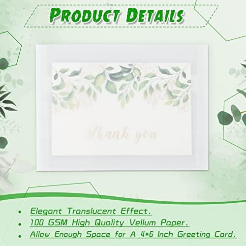 Sabary 50 Pcs Self AdhesiveVellum Envelopes Clear Envelopes, 4.7 x 6.5 Inch - Image 4