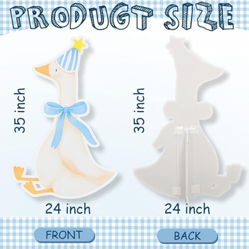 One Silly Goose Birthday Decorations Life Size Cardboard Cutout 35 x 24 Inch, Silly Goose Backdrop Stand Up for 1st Birthday Party, Baby Shower & Duck Farm Animal Birthday Photo Prop (Powder Blue) - Image 2