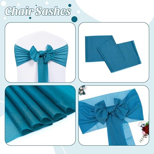 MDS Pack of 200 Chiffon Chair Sashes for Wedding & Event Décor - Dark Teal - Image 5