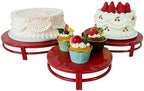 Red 3Pcs Nesting Metal Cake Plate Stand Set 8"10"12" Dessert Display - Image 6