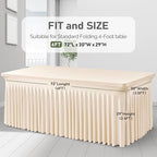 2 Packs Light Champagne Table Clothes for 6 Foot Rectangle Tables, One-Piece Wrinkle Resistant Stretch Spandex Table Covers with Skirt for Event Banquet Wedding Birthday Party - Image 3