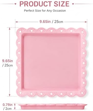 Plastic Serving Tray, 24 Pack Catering Trays Square Serving Platters Fast Food Trays, Reusable Plastic Tray For Party Anniversary Wedding Christmas Baby Shower (Pink) - Image 2
