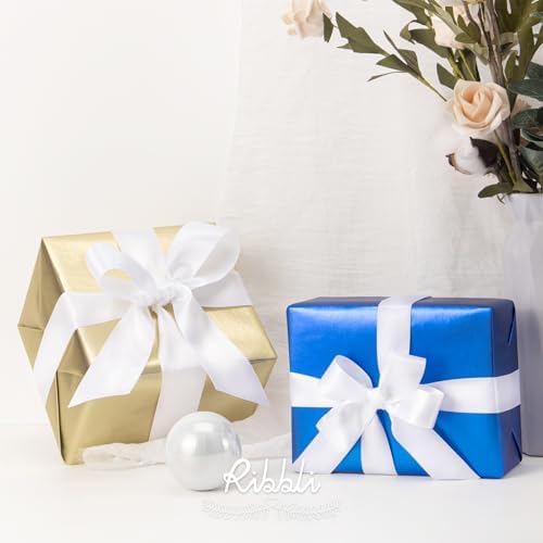 Ribbli White Double Faced Satin Ribbon,1-1/2” x Continuous 25 Yards,Use for Bows Bouquet,Gift Wrapping,Wedding,Floral Arrangement (Pack of 3) - Image 4