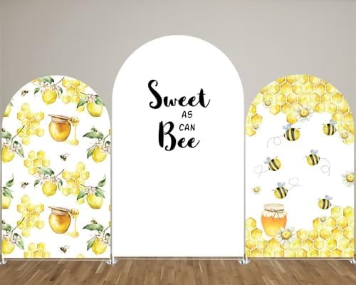 Honey Bee Arched Fabric Backdrop Covers Honey Honeycomb Arch Stand Cover for Baby Shower Birthday Decoration(Only Cover) - Image 4