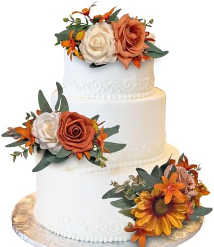 CherishedMoments 3Pcs Pre-Made Cake Flowers,Sunflower Wedding Cake Decor by CherishedMoments