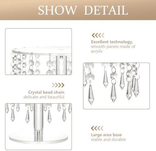 Crystal Cake Stand for Party, Clear Acrylic Cake Stand Sets for Dessert Table, 3Pcs Round Cake and Cupcake Stand for Wedding Birthday Party Event Decorations - Image 5