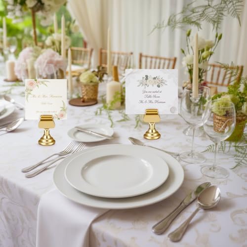 Kathfly 24 Pcs Wedding Table Number Holders Metal Gold Place Card Holder - Image 5