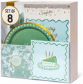Birthday Party Celebration, Stylish Tableware Set for 8 Guests – Blue/Green by EmergencyConfetti
