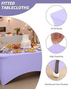 Fixwal 2 Pack 6FT Lavender Tablecloth Rectangle Spandex Fitted Table Cover - Image 4