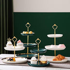 3 Tier Round Porcelain Tiered Cupcake Stand, Tiered Serving Stand, Dessert Stand, Serving Tray Platter for Tea Party, Wedding and Birthday (Green) - Image 5