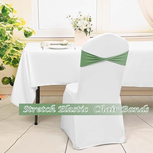 Sage Chair Sashes Bows 100 Pcs Spandex Chair Sashes Elastic Chair Cover Bands Ties Without Buckle for Wedding Birthday Party Ceremoney Events Decoration - Image 6