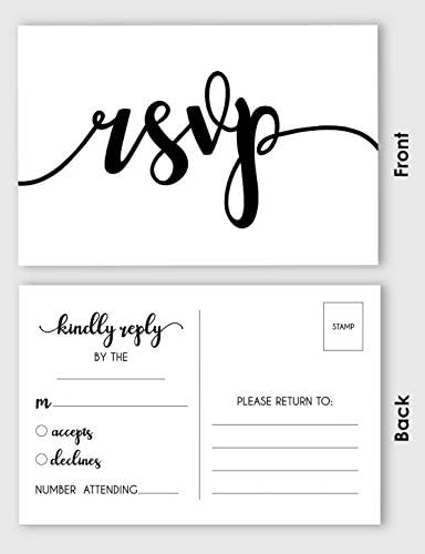 50 Blank RSVP Postcards Elegant Script Style Print 4"X6" Response Cards,RSVP Reply Card for Wedding,Bridal Shower,Baby Shower - Image 3
