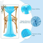 MDS Pack of 100 Chiffon Chair Sashes for Wedding & Event Décor - Turquoise - Image 3