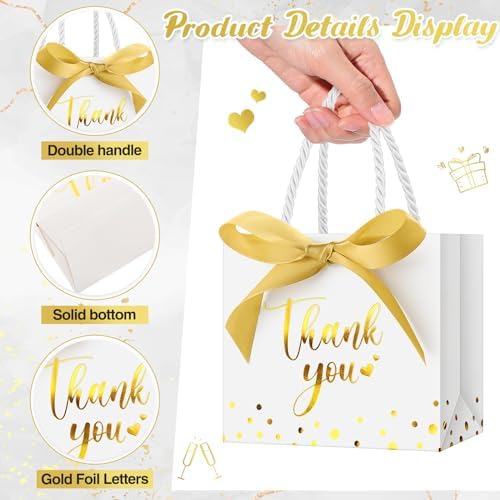 Jetec 45 Pcs Mini Thank You Gift Bag with Handle, White/gold - Image 4