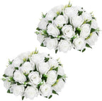 Briful Fake Floral Balls for Centerpieces - 2PCS 11.8" Large Faux Rose Flower Arrangement Silk Flower Bouquet for Home Wedding Party Anniversary Table Vase Flower Stand Decor(White) by Briful