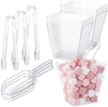 61 oz 6 Clear Plastic Candy Bar Containers with 3 Scoops Tongs by Unknown