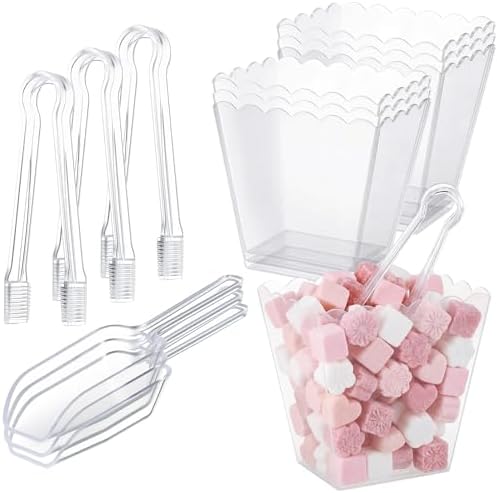 61 oz 6 Clear Plastic Candy Bar Containers with 3 Scoops Tongs by Unknown