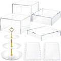 Baderke 4 Pcs Buffet Risers with Cupcake Stand Holder Tray, Transparent by Baderke