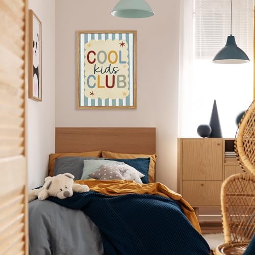 Framed 08x10 inch Trendy Preppy Blue Striped Wall Art Cool Kids Club Quotes Poster Modern Funny Toddler Canvas Prints for Kids Playroom Bedroom Wall Decor - Image 5