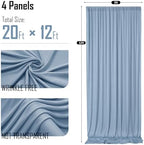 gogoparti 20x12ft Dusty Blue Backdrop Curtain for Wedding Parties, 4 Panels (5x12 ft Each) Wrinkle-Free Dackdrop Curtains, Silky Draping Fabric for Birthday Party, Baby Shower, Photo Background - Image 6