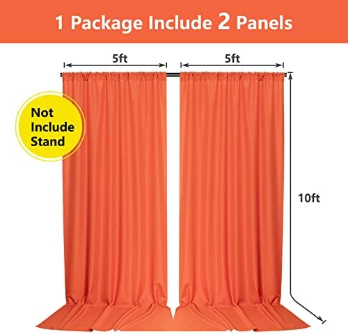 Orange Backdrop Curtains for Parties, Weddings, Stage, 5ft x 10ft, 2 Panels - Image 3
